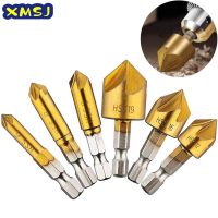 【CW】 6 Pcs Countersink Bit Set 1/4  39;  39; Shank 5 Flute Wood Chamfering Cutter Chamfer 6mm-19mm