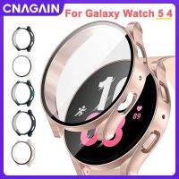 CNAGAIN สำหรับ Samsung Galaxy Watch 4/5 44มม. 40มม. อุปกรณ์เสริมสำหรับนาฬิกาอัจฉริยะ PC เคสโลหะกันตกทุกรอบ + ฟิลม์ปกป้องหน้าจอกระจก