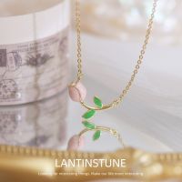 【CC】 Enamel Pink Pendant Necklace Luxury Jewelry Gold Color Young Personality Accessories N331