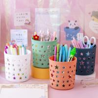 Creative Hollow Stars Pen Pencil Pot Holder Brush Storage Container Desk Organizer Plastic Stationery Pen Holder Office Supplies