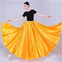 Aolzbiip49h ยิปซียาว Skirts720 องศาซาตินกระโปรง Belly ผู้หญิง Dancer ฝึกสวมใส่ 15 สีสารพันสีม่วงทองเต้นรำกระโปรง