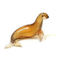 ฟอยล์สีเงิน Murano แก้ว Sea Lion Mini Figurines น่ารักสัตว์ทะเลเครื่องประดับ Home Aquarium Decor ปีใหม่ของขวัญวันเกิดสำหรับเด็ก