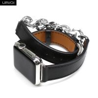 kuiwer URVOI Leather Gourmette ทัวร์คู่สำหรับ Applee สายนาฬิกาข้อมือ Ultra Series 8 7 6 SE 54หนังแท้สายรัดสำหรับ IWatch 41 45