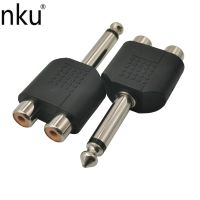 Nku 6.5 6.35mm TS Mono 1/4 Inch Male Plug to Dual RCA Female Jack Y Splitter Audio Adapter Converter for KTV Speaker Sound Adapters