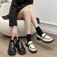 35-42 Size British Small Leather Shoes Womens Korean Fashion Platform Mary JK Uniform Round Toe Slip-on Chunky Heel Peas School