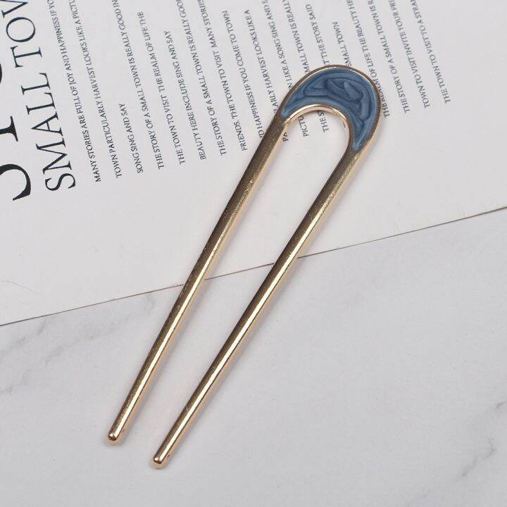 cc-new-fashion-metal-u-hair-stick-gold-color-enamel-hairpin-female-headwear-accessories-styling-tools