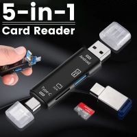 5 in 1 Usb 2.0 multifungsi Tipe C/Usb /Micro Usb/Tf/SD pembaca kartu memori USB OTG aksesori ponsel adaptor pembaca kartu