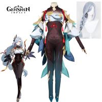 Genshin Impact Shenhe Cosplay Costume Anime Game Halloween Xmas Carnival Party Headdress Wig Set Outfits Role Play Cos Clothing