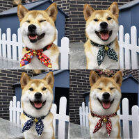 Adjustable Dog Collar Japanese Bowknot Neckerchief with Bell Shiba Inu Kimono Accessorie for Cat Dog Photography Cat Bow Tie