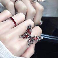 2023 Womens Red Butterfly Ring High Class Luxury Ring Opening Adjustable French Style Personalised Party Jewellery Gift