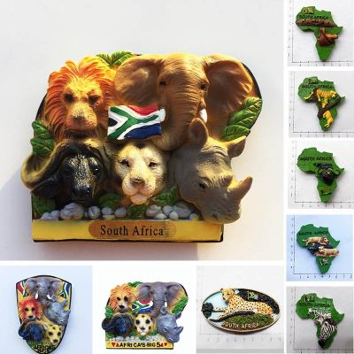 【lz】№❖  África do Sul 3D Lembranças Animais Ímã de geladeira Frigorífico Adesivo Áfricas Big Five Resina Pintado Artesanato Idéia do presente 3D