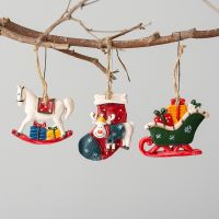 Christmas Resin Small Pendant Christmas Tree Charms Hangings Scene Layout Retro Handmade Painting Pendant Ornament Christams Dec