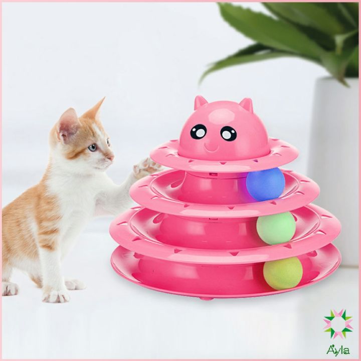 ayla-รางบอล-ตาโต-ของเล่นแมวทรงโดม-รางบอล-4-ชั้น-cat-play-plate