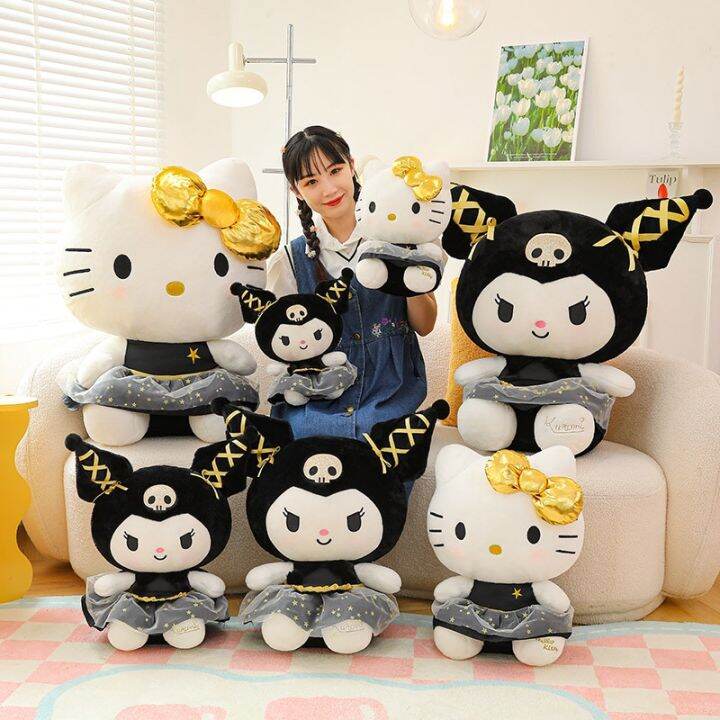 ag-sanrio-หมอนตุ๊กตานุ่ม-รูปการ์ตูนคิตตี้-kuromi-สีดํา-ทอง-ของขวัญ-สําหรับเด็กผู้หญิง