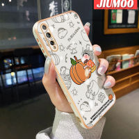 เคส JIUMOO สำหรับ Huawei Y8P P สมาร์ทเอสการ์ตูนน่ารักสีเทียนหน้าแข้งด้านข้างเคสมือถือขอบสี่เหลี่ยมกันกระแทกฝาปิดเลนส์เต็มรูปแบบเคสซิลิโคนนิ่ม