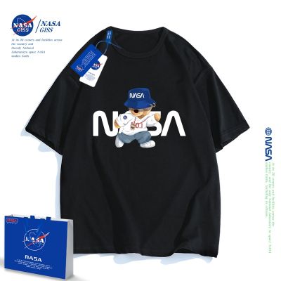 [ส่งของ]เสื้อยืดแขนสั้นลําลอง ผ้าฝ้าย ทรงหลวม พิมพ์ลายหมี NASA สไตล์ฮิปฮอป สําหรับผู้ชาย และผู้หญิง