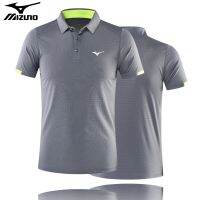 MIzuno เสื้อโปโลแขนสั้นเสื้อยืดชายแห้งเร็วกอล์ฟเทนนิสปิงปองการฝึกอบรมการออกกำลังกายปกหลวม