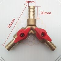 3 Way Shut Off Ball Valve / Valve Clamp Fitting Hose Barb Fuel Gas 5/16 inch 8/10MM Brass Y Type Ball Valve For Garden Tool кран