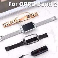 สายรัดข้อมือสำหรับ OPPO Band 2สายโลหะนาฬิกาข้อมือสายสเตนเลสแม่เหล็กสายสร้อยข้อมือมิลาน OPPO