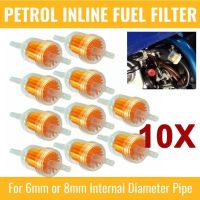 【cw】Motorcycle accessories 10Pcs Universal Inline Gas/Fuel Filter 6MM 8MM 1/4 quot; For Lawn Mower Small Engine Auto Accessories Motorcycle Accessories Oil U6G4 ！