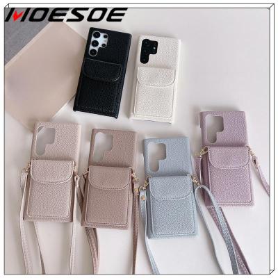 เคสโทรศัพท์หนังมีกระเป๋าเงิน Crossbody เหมาะสำหรับ Samsung Galaxy S23 S22พิเศษบวก S23 S22 A54 A53 5G ฝาครอบช่องเสียบการ์ดลิ้นจี่ A13 A33