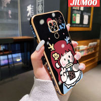 เคส JIUMOO สำหรับ Huawei Mate 20 Pro Mate เคส20X การ์ตูนสาวชานมโชคดีขอบดีไซน์ใหม่สี่เหลี่ยมเคสมือถือลายชุบบางกรอบฝาปิดเลนส์กล้องเต็มป้องกันเคสนิ่มกันกระแทก