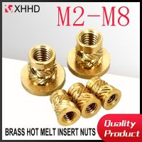 Brass Hot Melt Insert Knurled Flange Copper Nut Thread Heat Molding Injection Embedment T-type Nut M2 M2.5 M3 M3.5 M4 M5 M6 M8 Nails Screws Fasteners