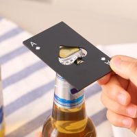 ►﹉♟ Beer Bottle Opener Mini Spade A Poker Black/Silver Personalized Stainless Steel Credit Bottle Opener Card of Spades Bar Tool