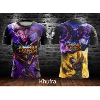 2023 In stock MOBILE LEGEND MENS T-SHIRT ML HERO GAMER SHIRT khufra kimmy lancelot lesley ling Fully sublimated 3D T shirt ，Contact the seller to personalize the name and logo