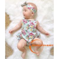 EHA-ทารกแรกเกิดเด็กทารกชุดเสื้อผ้าชุด Floral ชุดลูกไม้สีม่วง Romper Sunsuit