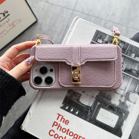 เคสโทรศัพท์กระเป๋าเงินสะพายเฉียงหรูสำหรับ iPhone 14 Plus 11 12 13 Pro Max กระเป๋าถือช่องเสียบบัตรสายคล้องปกหนัง