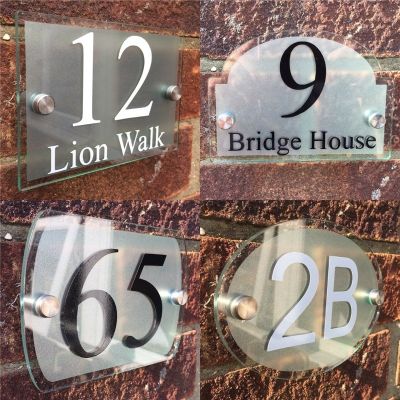 Modern house sign number house number house number outdoor number stickers door number street glass effect acrylic silver name Wall Stickers Decals