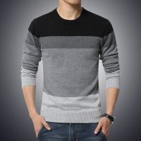 Casual Mens Sweater O-Neck Striped Slim Fit Knittwear 2023 Autumn Mens Sweaters Pullovers Pullover Men Pull Homme M-4XL