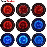 DepoTuning 2 52mm Car Boost/Water Temp/Oil Temp/Oil press/Volt/Tachometer/Vacuum/Air fuel ratio/EGT Gauge Red Blue Dual Led