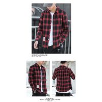 Casual Plaid Shirt Mens Korean Loose Breathable All Match Handsome Long Sleeve Shirt