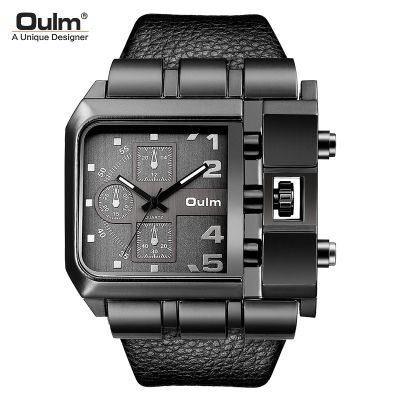 Oulm large dial quartz watch men leisure belt male square personality ♗❁✆