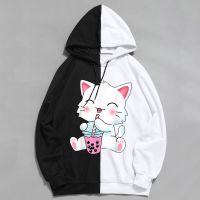 2022อะนิเมะญี่ปุ่นมังงะชา Hoodie สำหรับผู้ชายและผู้หญิงเสื้อแขนสั้น Cat Boba ชา Hoodie สำหรับวัยรุ่น