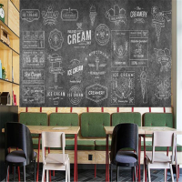 Modern Hand-painted Wallpapers Industrial Decoration Blackboard Cold Drink Shop Background Wall Paper Home Decor Mural