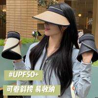 ป้องกันรังสียูวี ] ฤดูร้อนพับด้านบนที่ว่างเปล่า UPF50 หมวกผู้หญิงกันแดดหมวกฟางหมวกกันแดดหมวกกันแดดกลางแจ้ง [