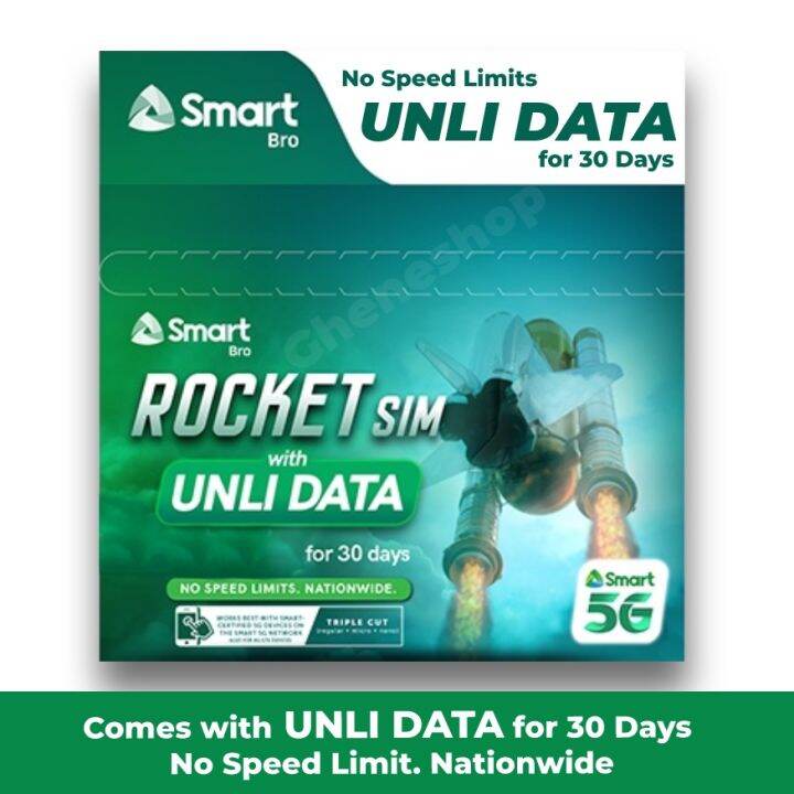 Smart Bro Rocket Sim w/ 30 Days Unli Data | Lazada PH