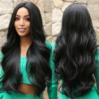 Long Synthetic Black Wigs Middle Part Natural Dark Wave Hair Wig for Women Daily Party Cosplay Heat Resistant Fiber [ Hot sell ] Toy Center 2