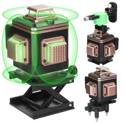 4D ปรับระดับแบตเตอรี่ลิเธียมแบบชาร์จไฟได้4 °,สติกเกอร์ติดผนังพื้น16เส้นเลเซอร์วัดระดับ