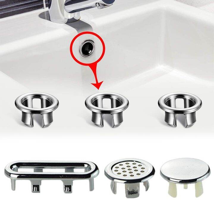 Bath Sink Round Ring Overflow Cover Spare Sink Basin Cap Tidy Chrome