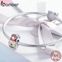 BAMOER Beads Charms fit Female celets&amp;Necklace Making 100 925 Sterling Silver Colorful Enamel SCC1086