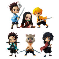 IWAROU 7cm 6 ชิ้น/เซ็ต เซนอิทสึ Kimetsu No Yaiba ใบมีดปีศาจ มินิมอล อิโนะสุเกะ กิยู เครื่องประดับตุ๊กตา แอ็คชั่นฟิกเกอร์ แบบอย่าง นักล่าปีศาจ ฟิกเกอร์ของเล่น