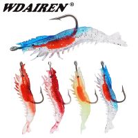 【hot】◕✶ 4pcs/Lot Shrimp Soft Fishing Jig Lures Set 5.5cm Night Squid Bass 4 Colors Artificial Silicone Bait Tackle