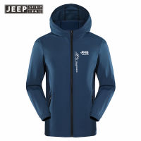 JEEP SPIRIT เดินป่ากลางแจ้งเสื้อกันฝนน้ำหนักเบา,แจ็คเก็ตลำลองผู้ชายมีฮู้ดกันน้ำฤดูใบไม้ร่วง