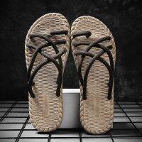 MUJI slippers mens fashion summer wear anti-slip anti-odor flip-flops woven flip-flop sandals and slippers beach shoes MUJI slippers