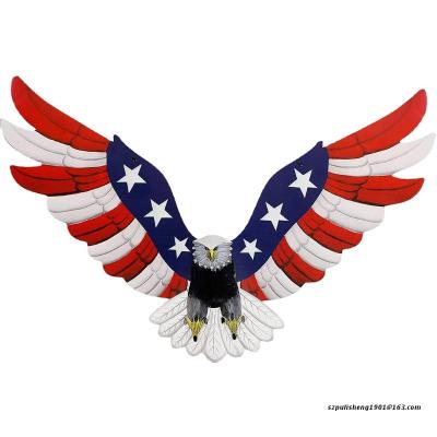 U50A Metal American Flag Bald Eagle Wall Art Hanging Patriotic Sculpture Decoration