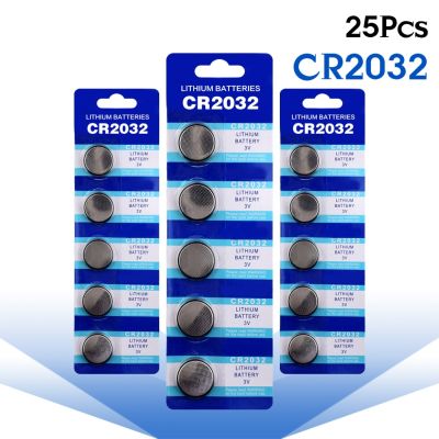 นาฬิกาปุ่ม ECR2032กุญแจรีโมตเหรียญรถยนต์ CR 25ชิ้น3V MP3อิเล็กทรอนิกส์ BR2032ควบคุม